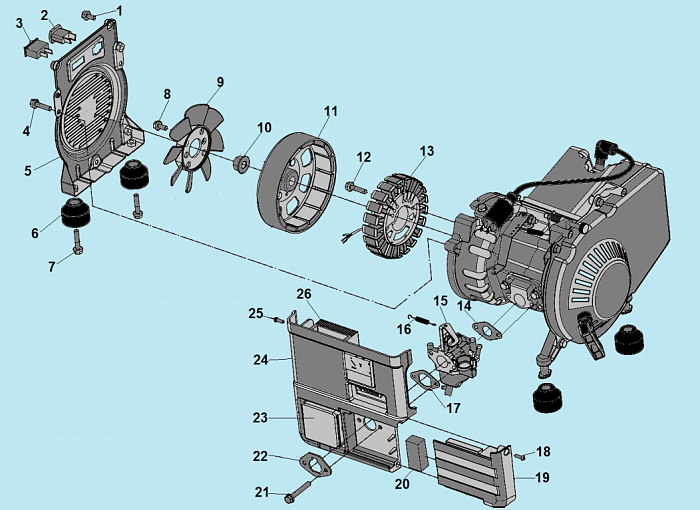 1 ЯКОРЬ - СТАТОР - КАРБЮРАТОР ГЕНЕРАТОР CHAMPION IGG980